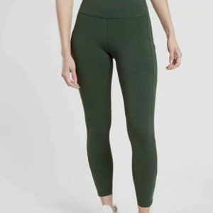 NEW ATHLETA Ultimate Run 7/8 Tights Green Zip Ankle Mesh Textured Side Pockets